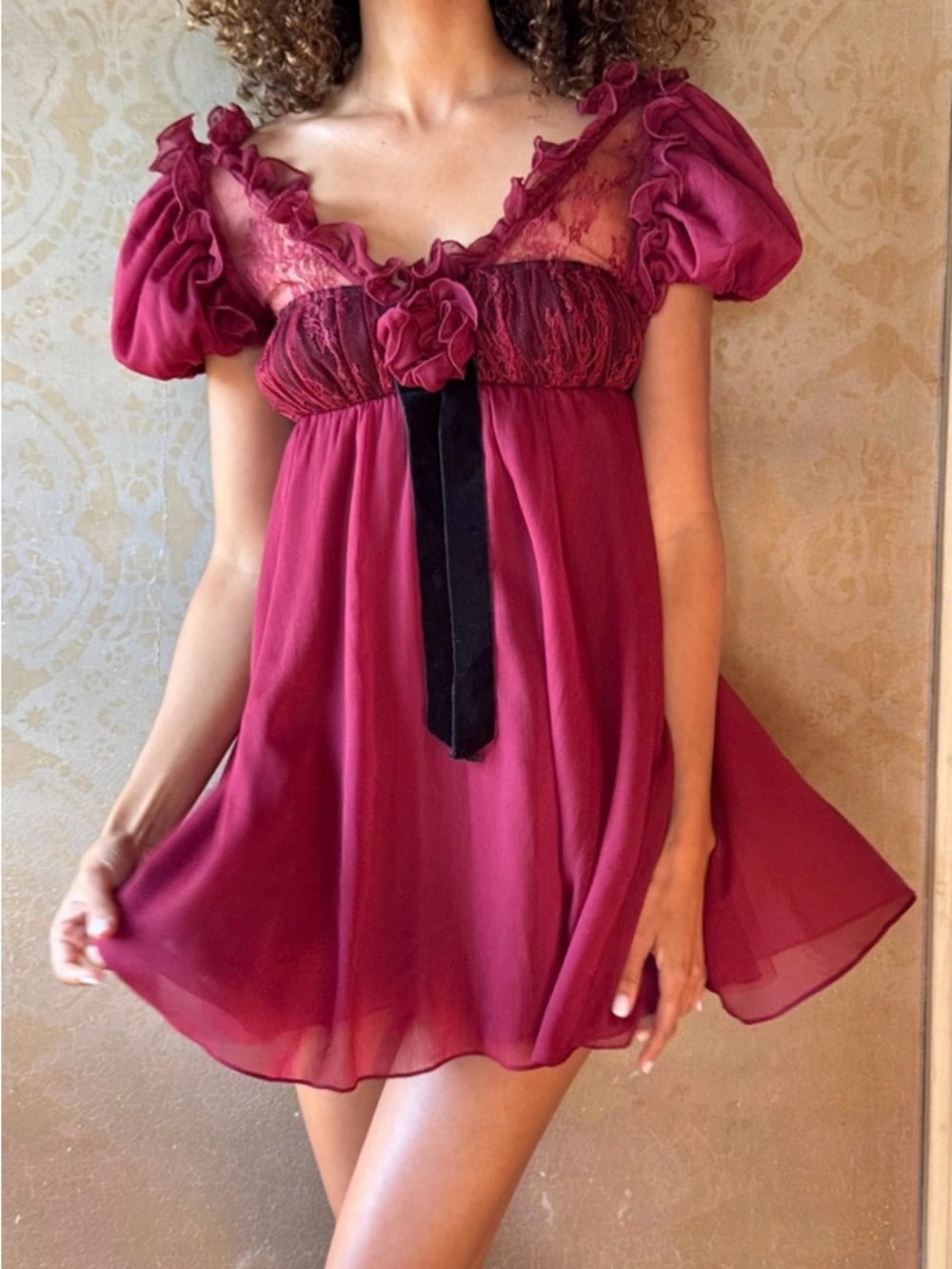 For Love and Lemons Claudine Chiffon Mini Dress